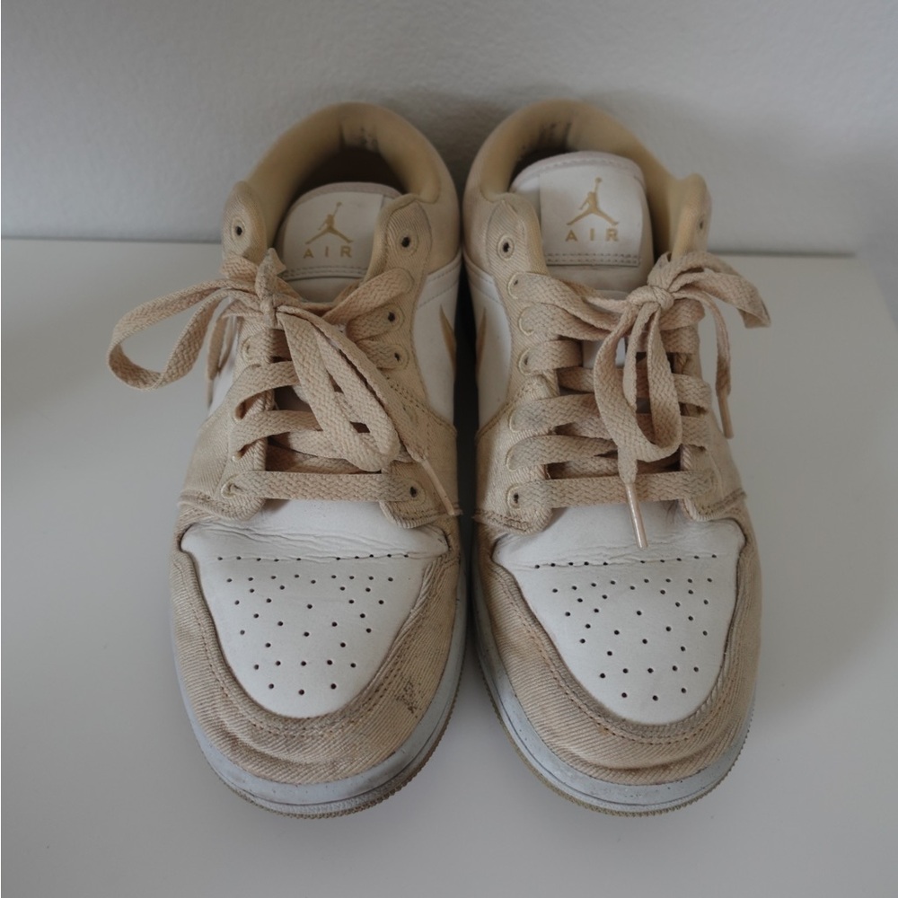 Women's White and Tan Jordans